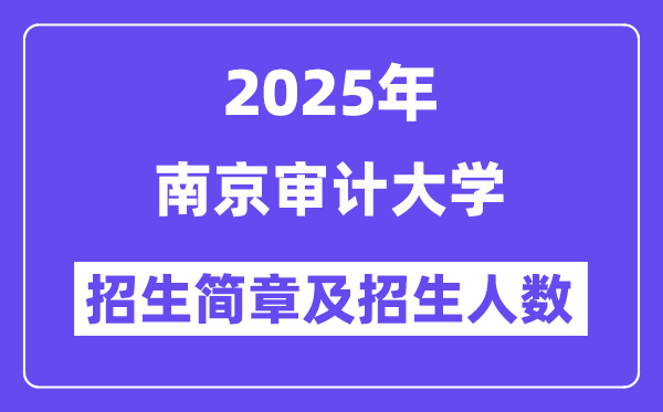 南京审计大学2025高考招生简章,各省招生计划人数汇总