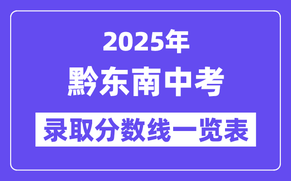 2025年黔东南州中考各高中录取分数线一览表