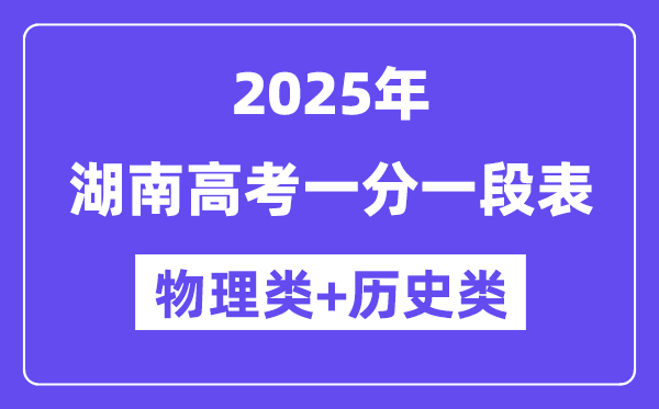 湖南高考分数线2025年一分一段表（物理+历史）