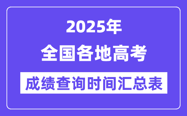 2025年全国各地高考成绩查询时间汇总表（完整版）