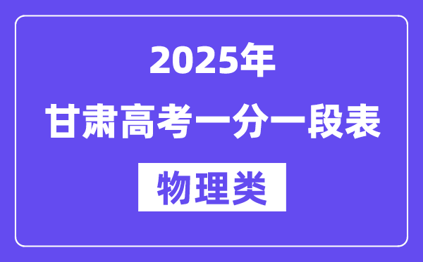 2025甘肃高考一分一段表（物理类）位次排名查询