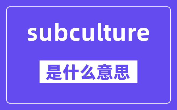 subculture是什么意思,中文翻译是什么