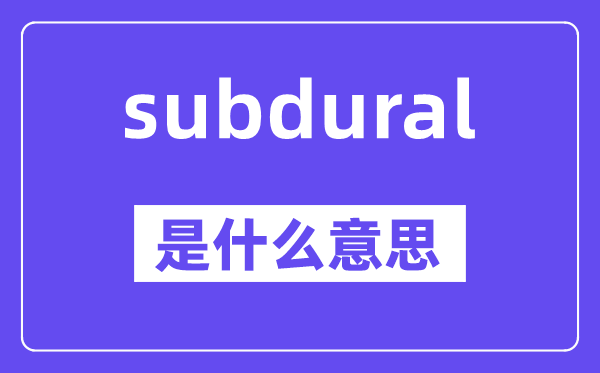 subdural是什么意思,中文翻译是什么