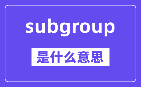 subgroup是什么意思,中文翻译是什么