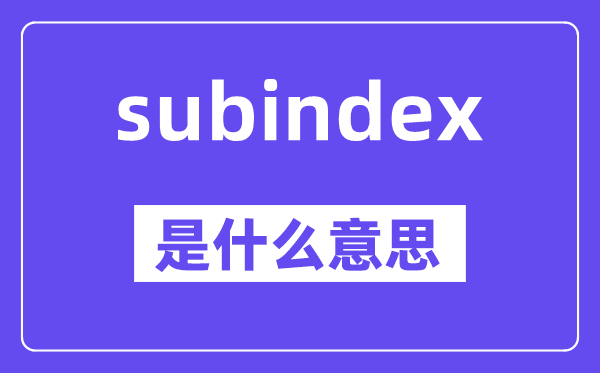 subindex是什么意思,中文翻译是什么