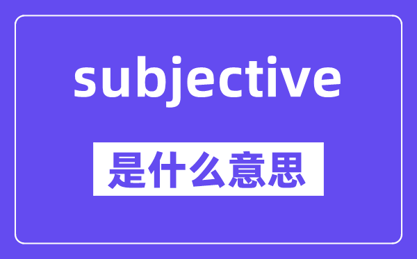 subjective是什么意思,中文翻译是什么