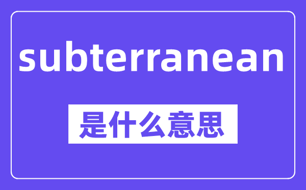 subterranean是什么意思,中文翻译是什么