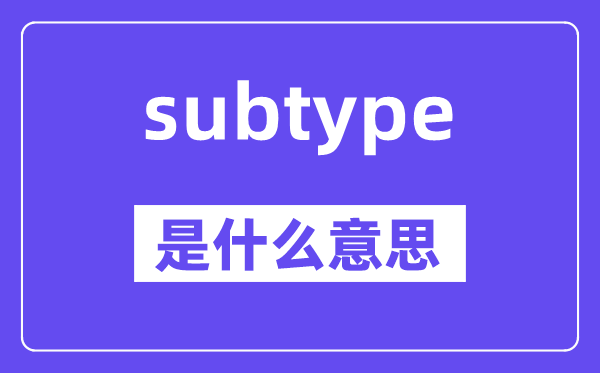 subtype是什么意思,subtype怎么读,中文翻译是什么