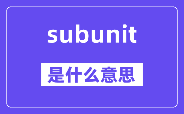 subunit是什么意思,subunit怎么读,中文翻译是什么