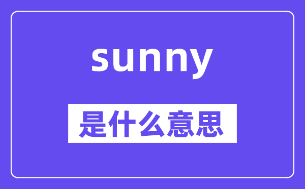 sunny是什么意思,sunny怎么读,中文翻译是什么