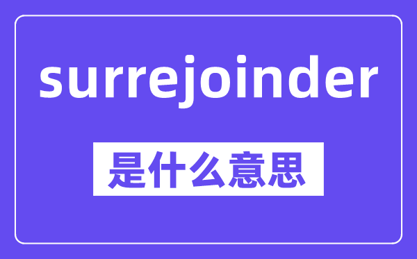 surrejoinder是什么意思,中文翻译是什么
