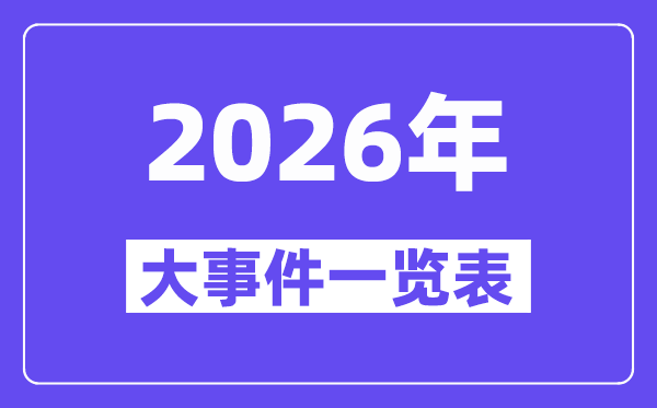 2026年大事件一览表,2026大事记,2026大事时间轴