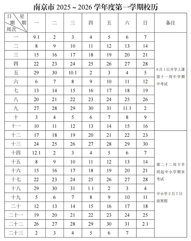 2026年南京市中小学寒假放假时间表,2月7日开始放寒假