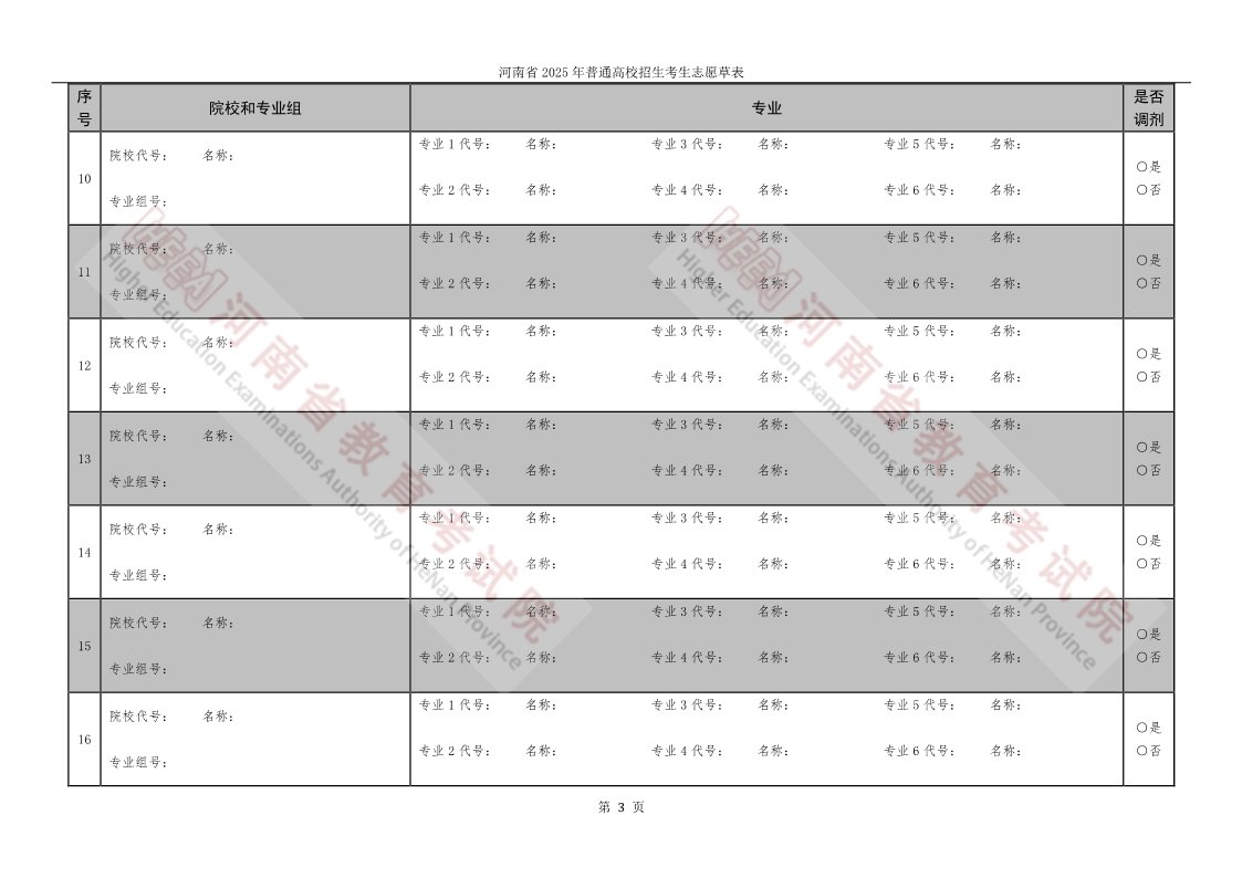 2026年河南高考志愿表格填写范本(附查找入口及志愿数量)