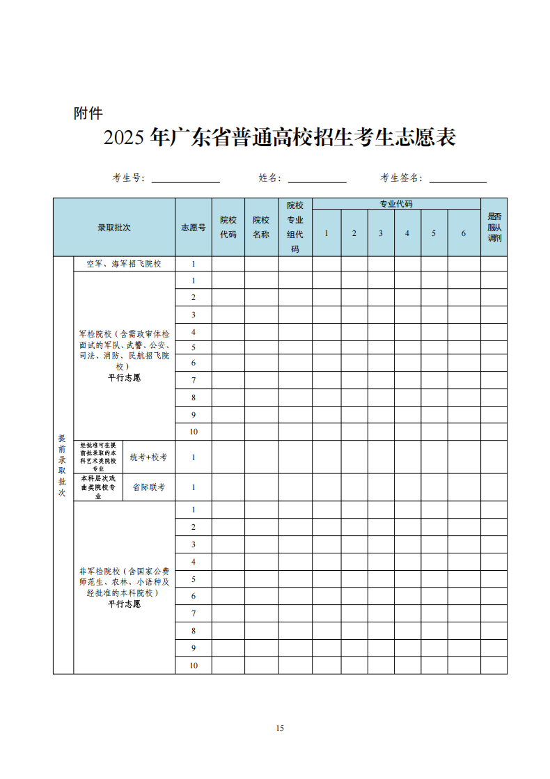 2026年广东高考志愿表格填写范本(附查找入口及志愿数量)