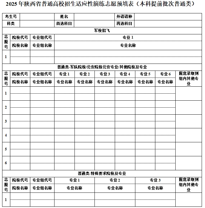 2026年陕西高考志愿表格填写范本(附查找入口及志愿数量)