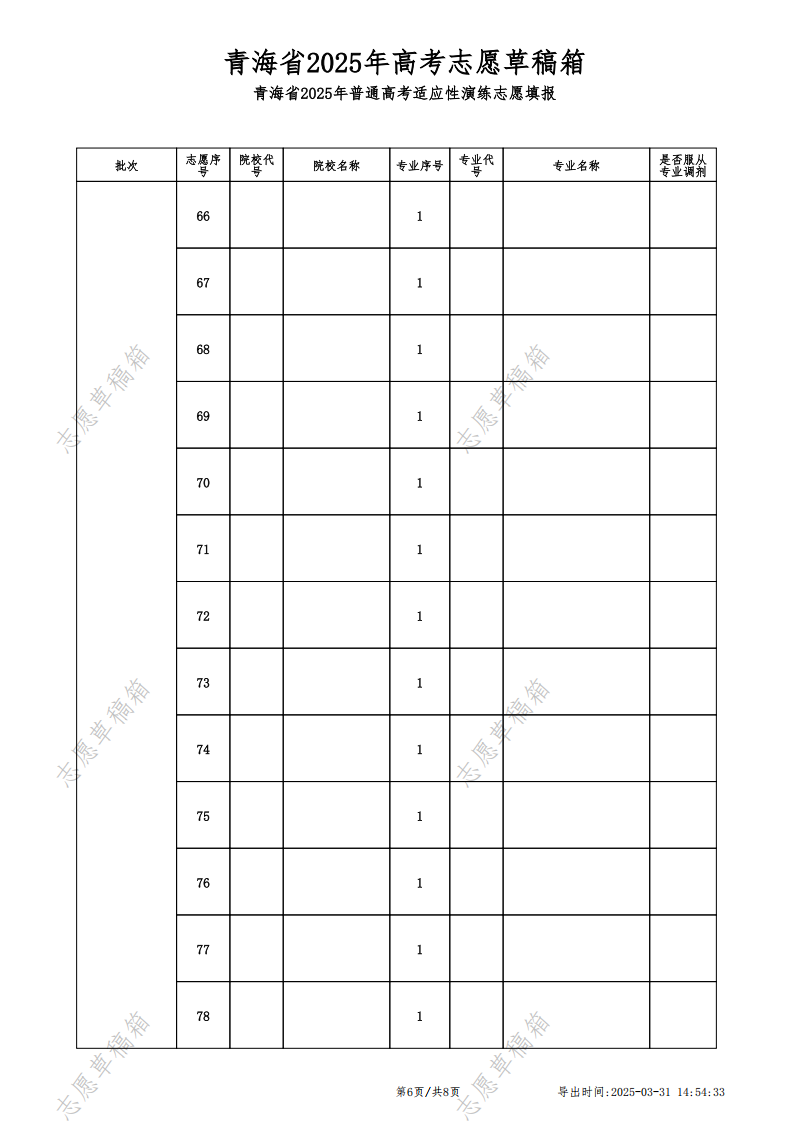 2026年青海高考志愿表格填写范本(附查找入口及志愿数量)