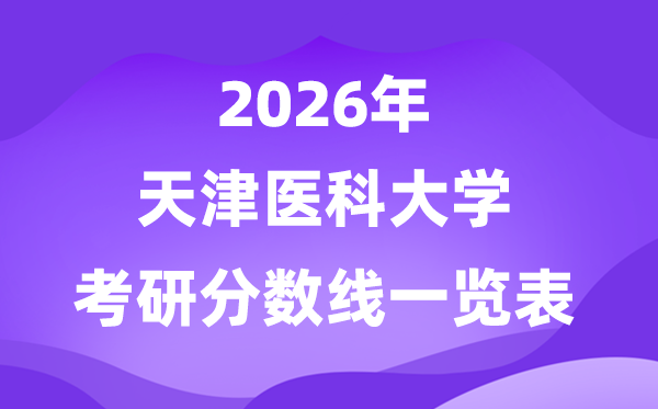 天津医科大学2026考研分数线一览表(含2025年复试线)