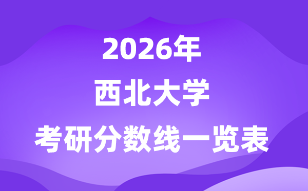 西北大学2026考研分数线一览表（含2025年复试线）