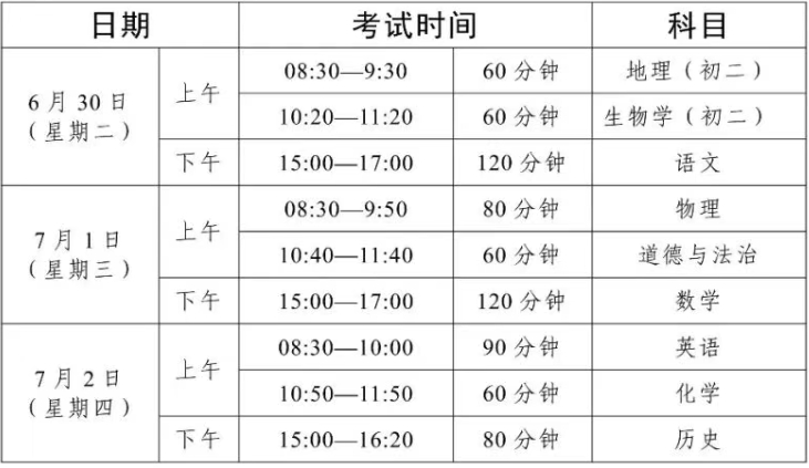 2026年广东中考时间及具体科目时间安排一览表（21市完整版）