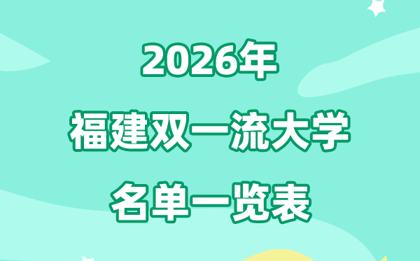 2026福建双一流大学有几所,具体名单有哪些（2所）
