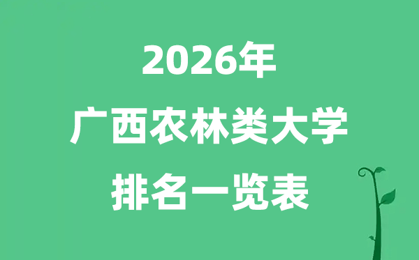 2026年广西农林类大学排名及分数线一览表（最新）