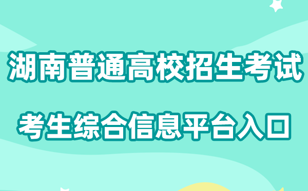 2026年湖南省普通高校招生考试考生综合信息平台入口