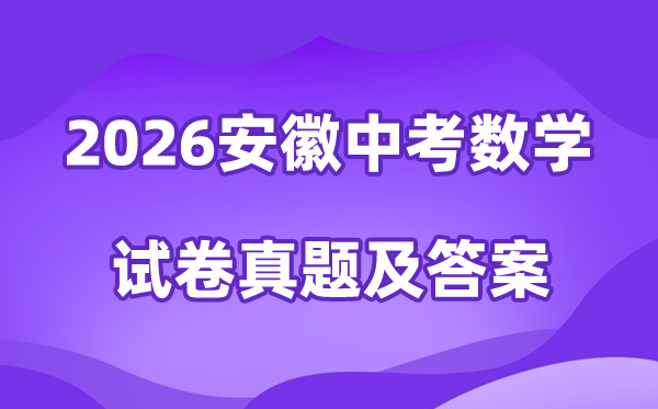 2026年安徽中考数学试卷真题及答案