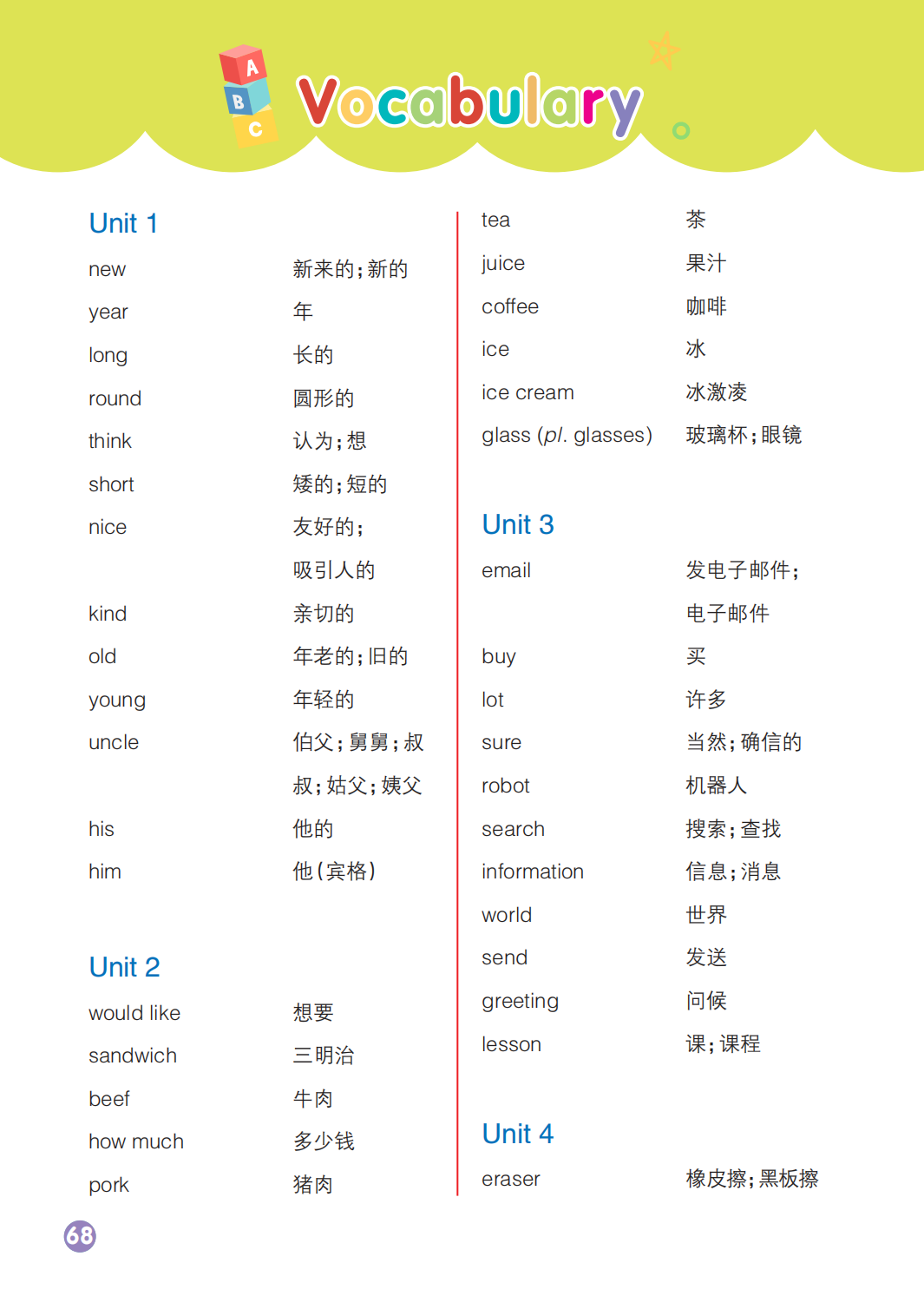 湘少版五年级上册英语单词表完整版(2026新)