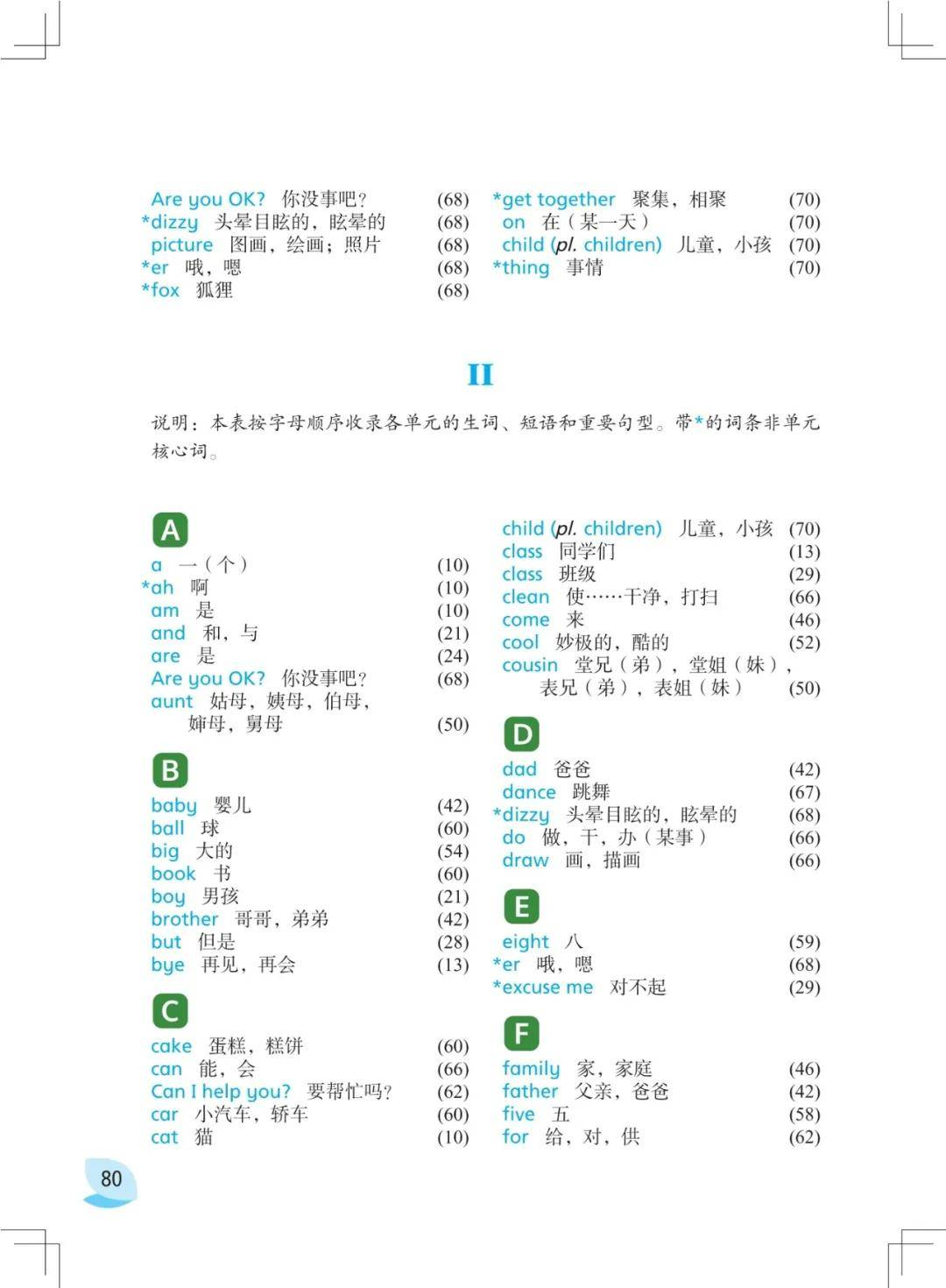 译林版三年级上册小学英语课后单词表/词汇表