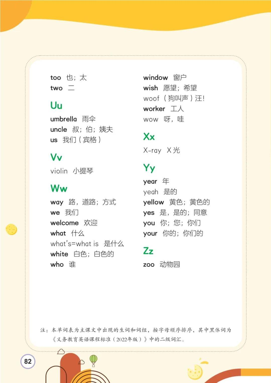 闽教版三年级上册小学英语课后单词表(完整版)