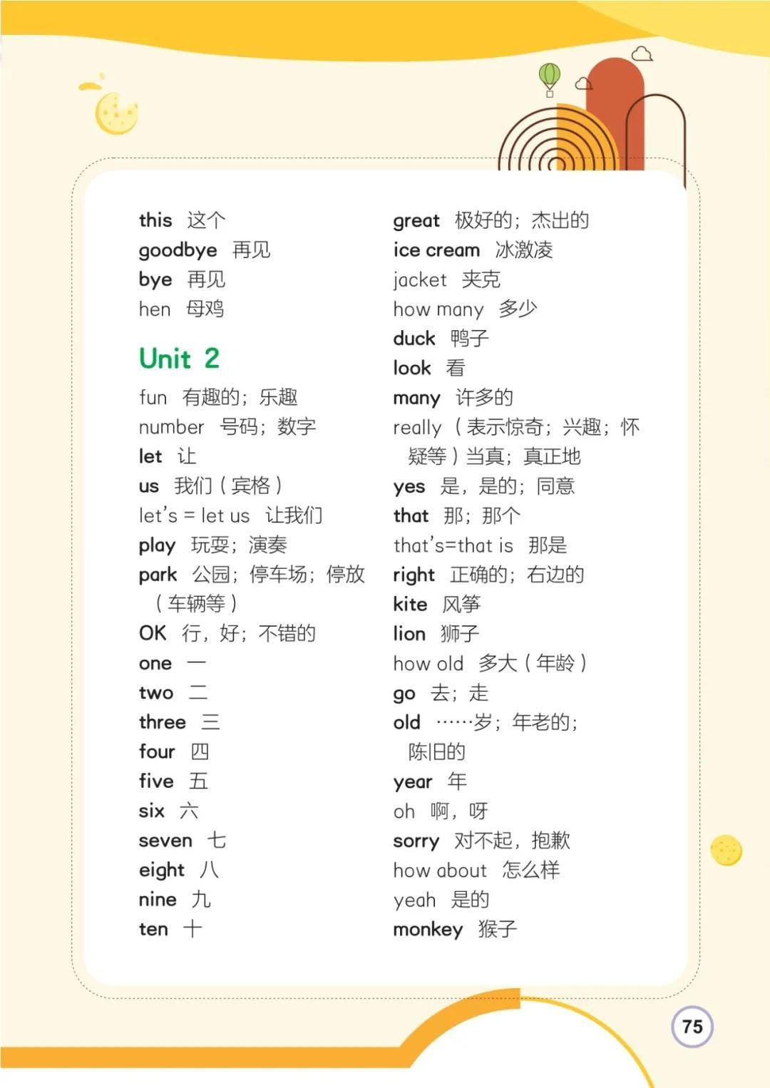 闽教版三年级上册小学英语课后单词表(完整版)