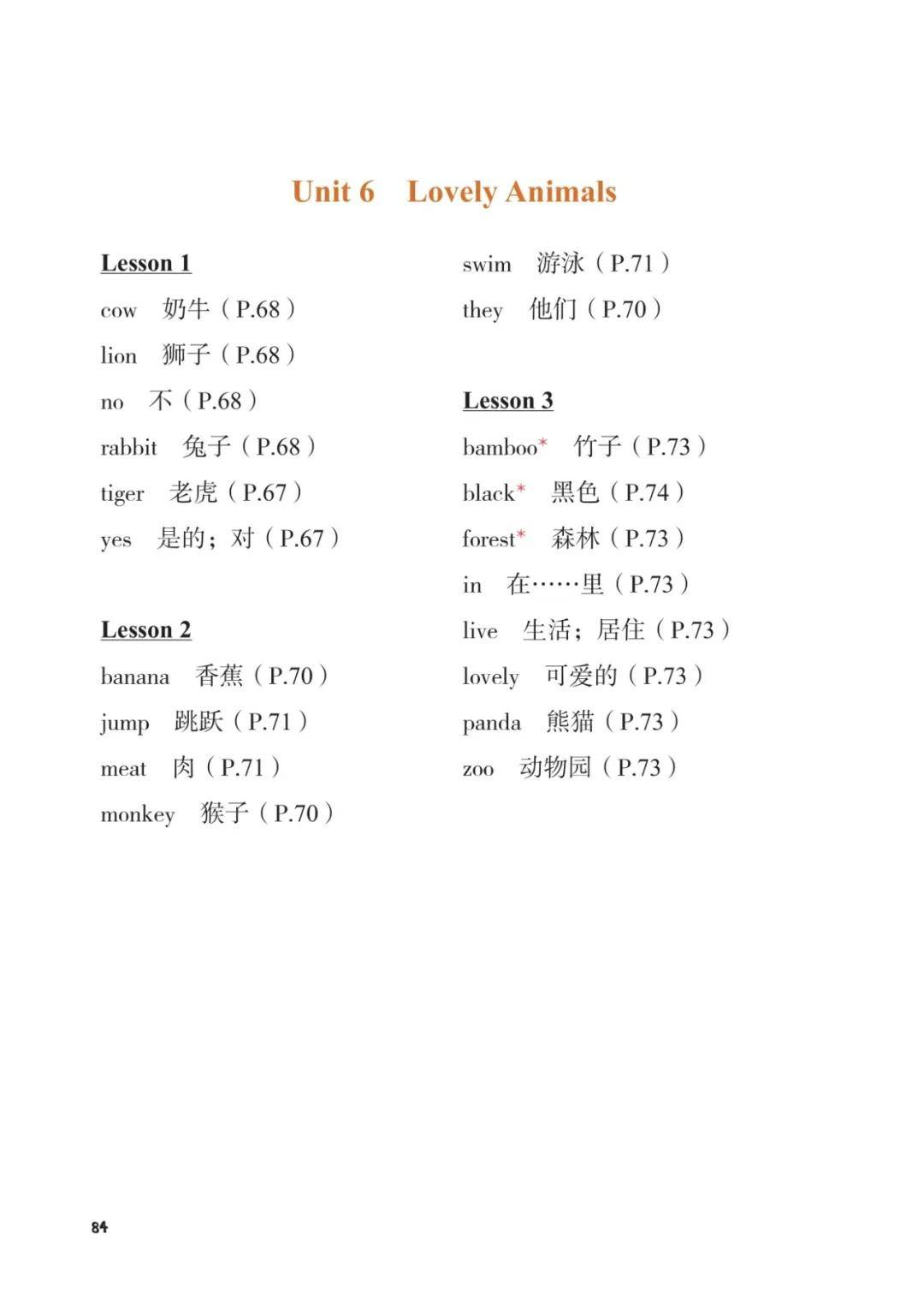 重庆大学版小学英语三年级上册单词表（1-6单元）
