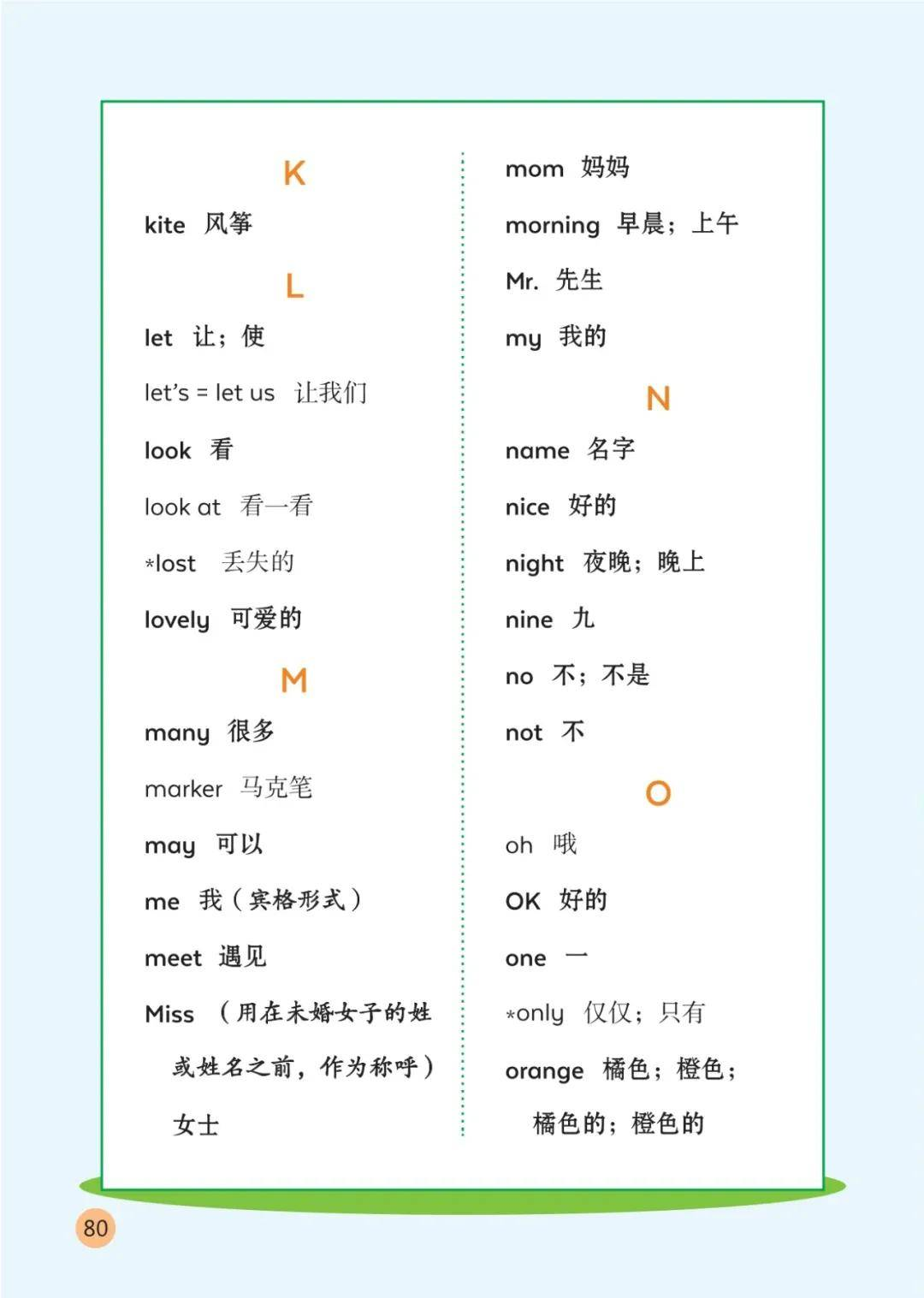 陕旅版小学英语三年级上册课后单词表(完整版)