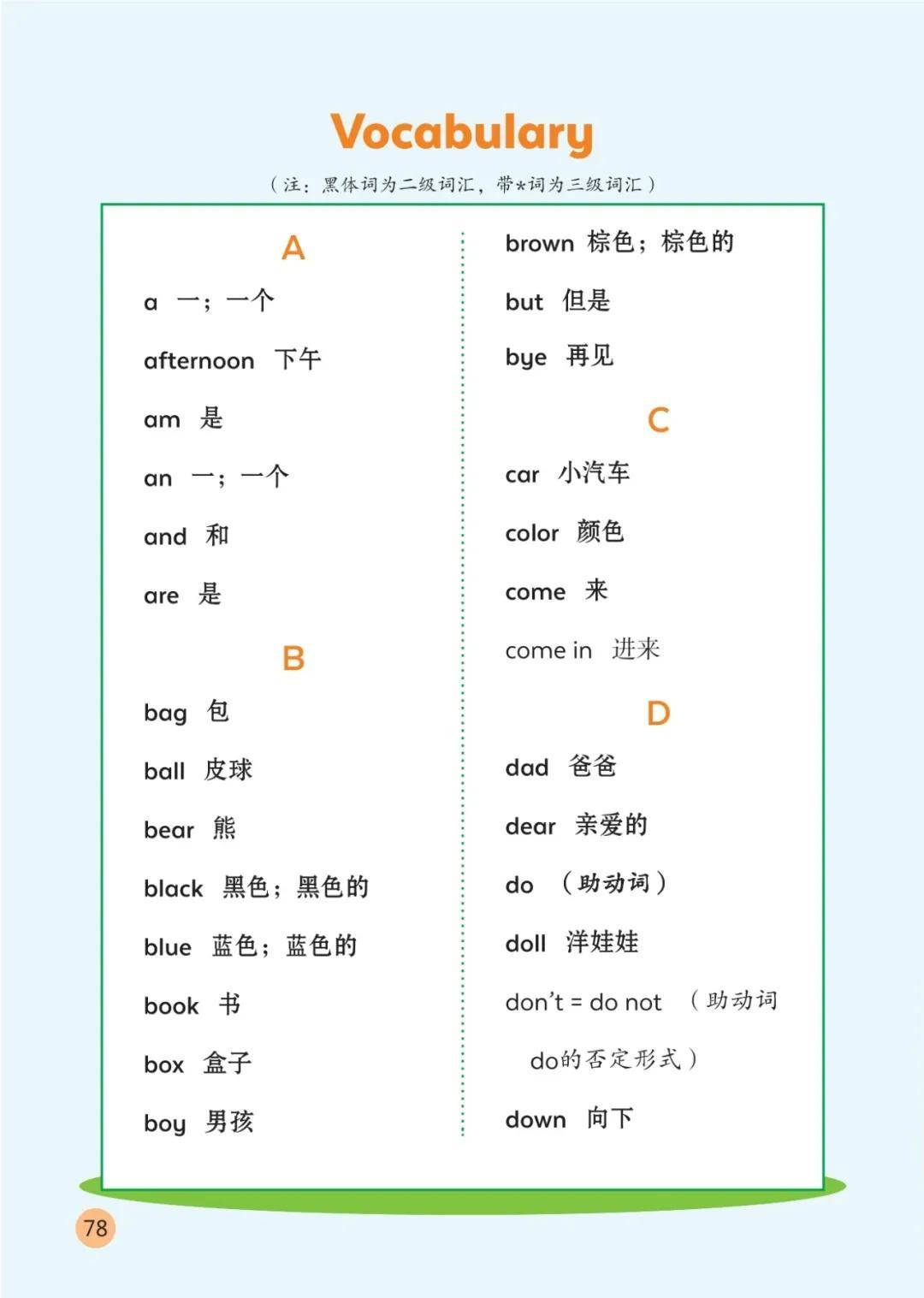 陕旅版小学英语三年级上册课后单词表(完整版)