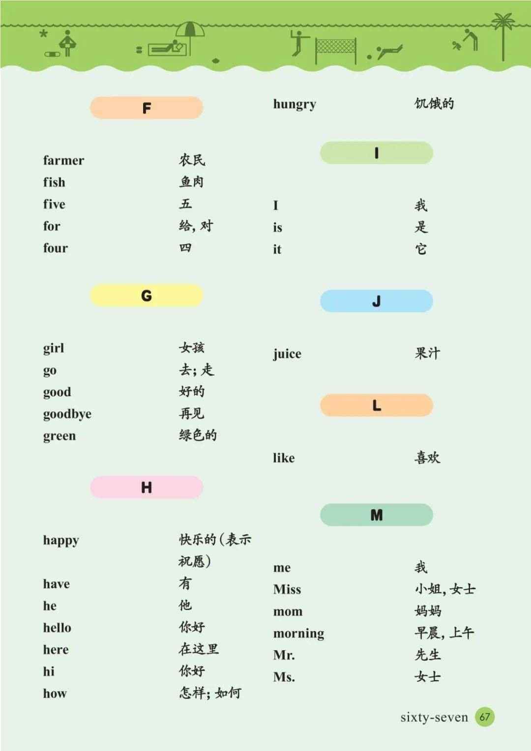 接力版小学英语三年级上册课后单词表(完整版)