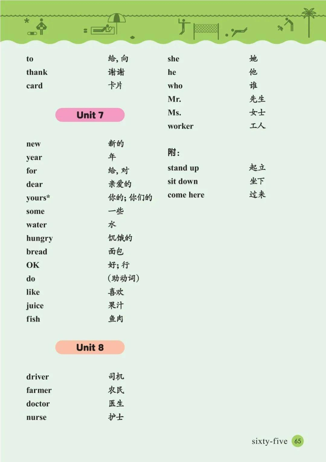 接力版小学英语三年级上册课后单词表(完整版)