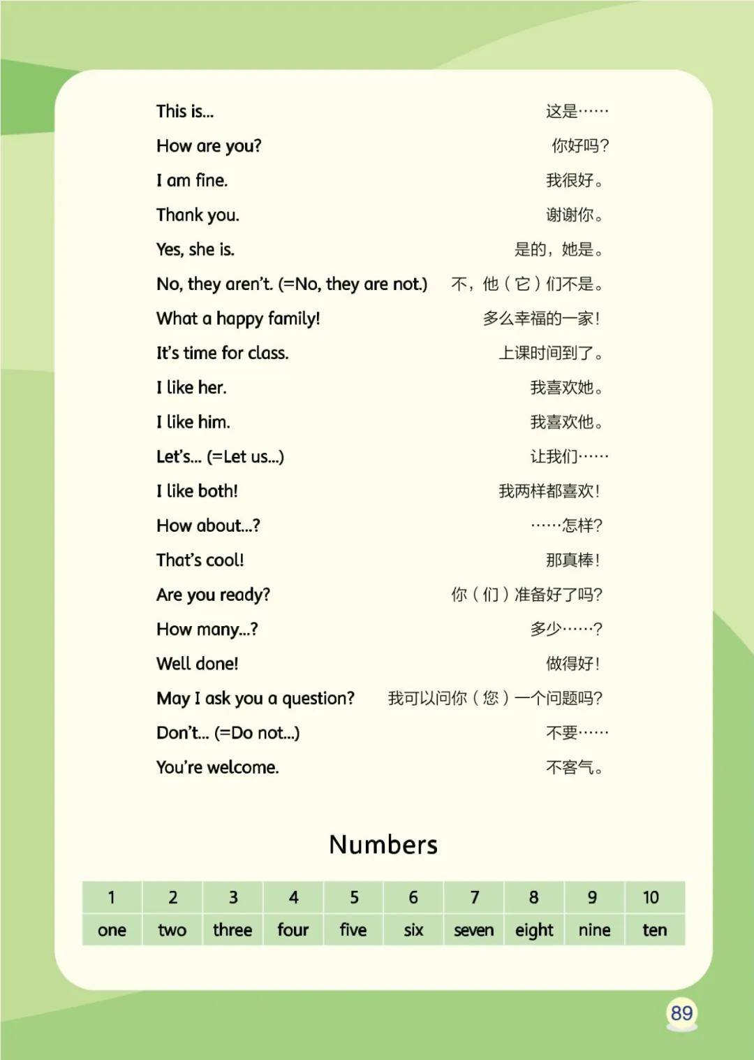 辽师大版小学英语三年级上册课后单词表/词汇表