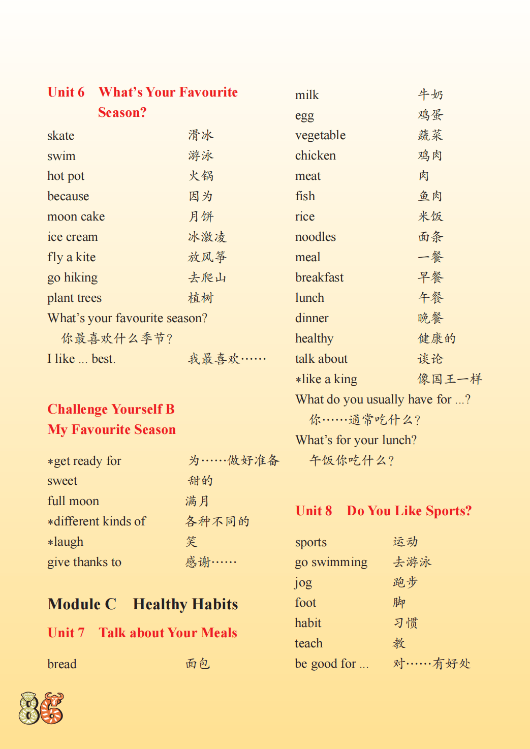 川教版四年级上册英语单词表/词汇表(完整版)