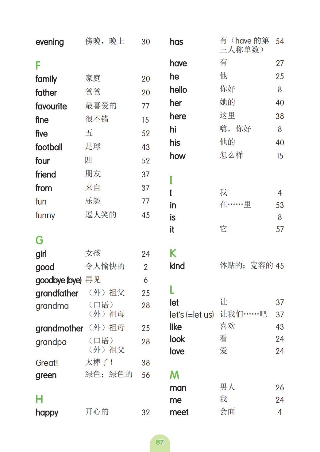 粤教沪外教版四年级上册小学英语单词表(完整版)