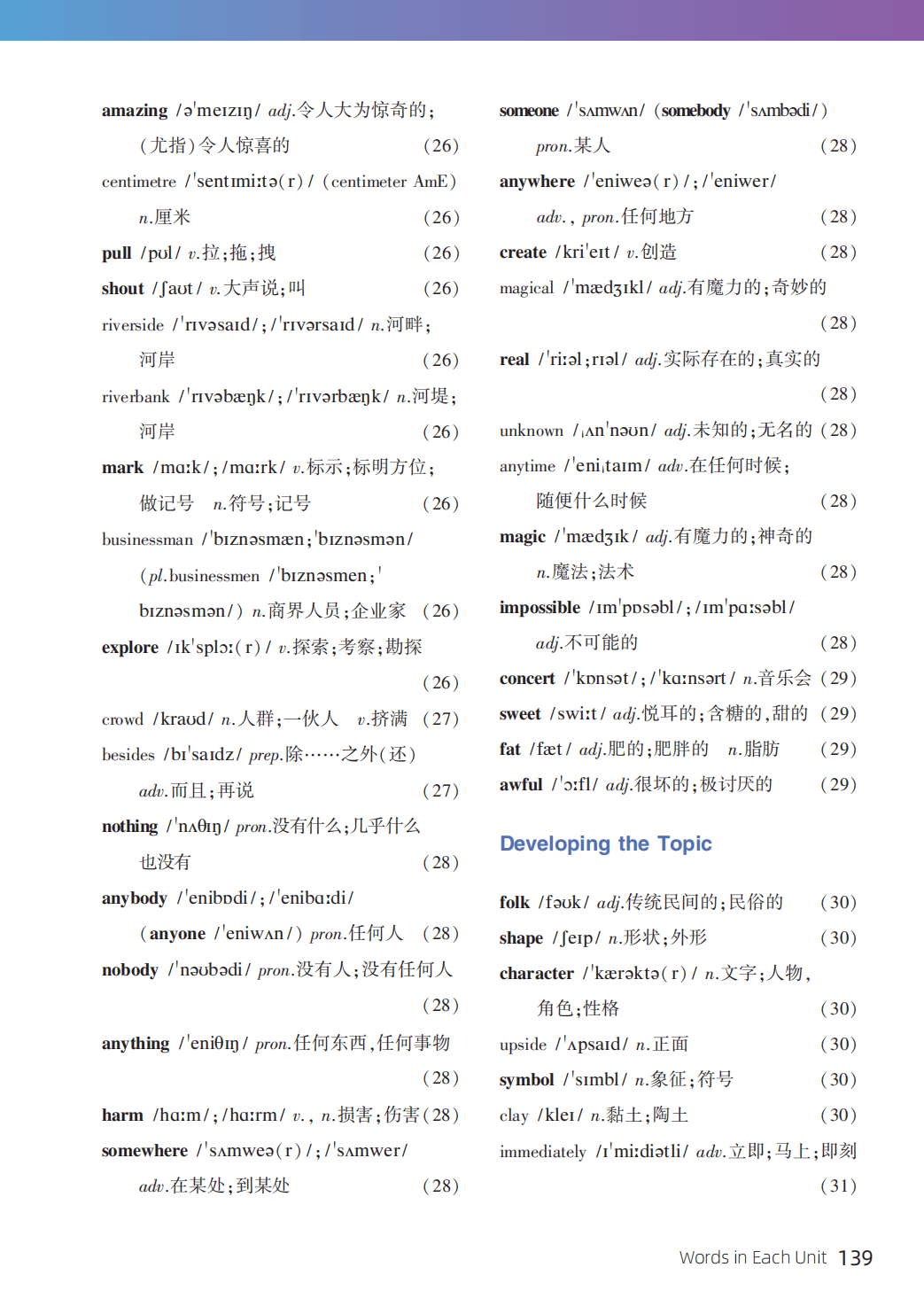 仁爱科普版八年级上册初二英语单词表、词汇表
