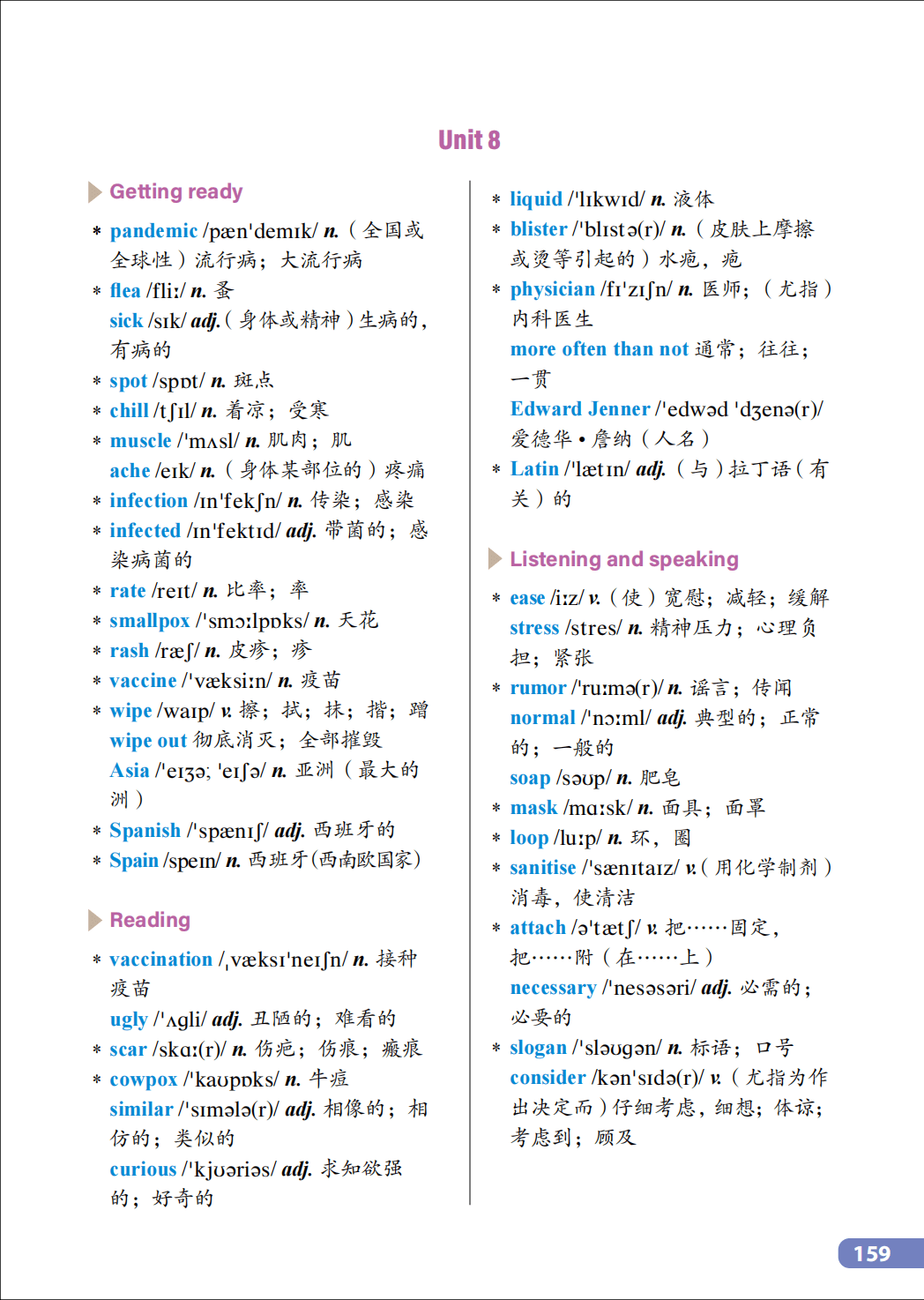 沪外教版八年级上册初二英语单词表/词汇表