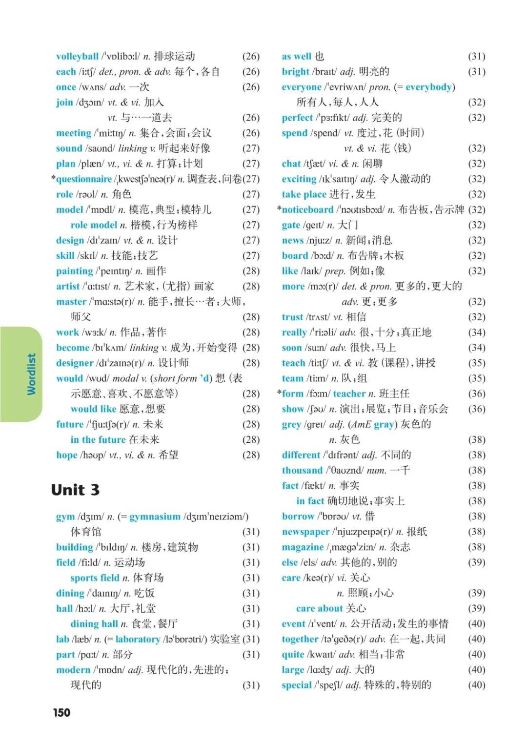 译林版初一英语七年级上册单词表/词汇表(全)