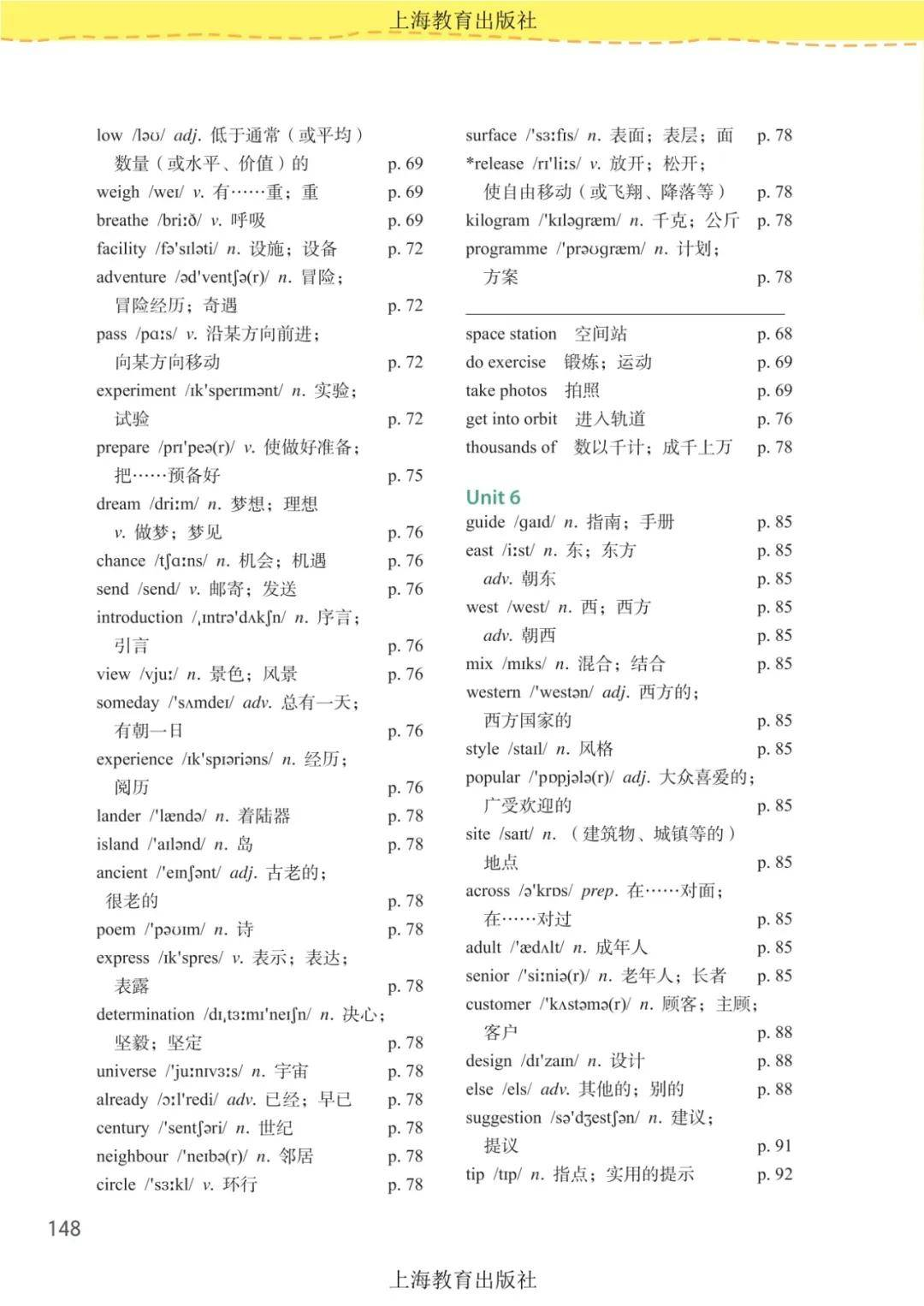 沪教版七年级英语初一上册单词表/词汇表
