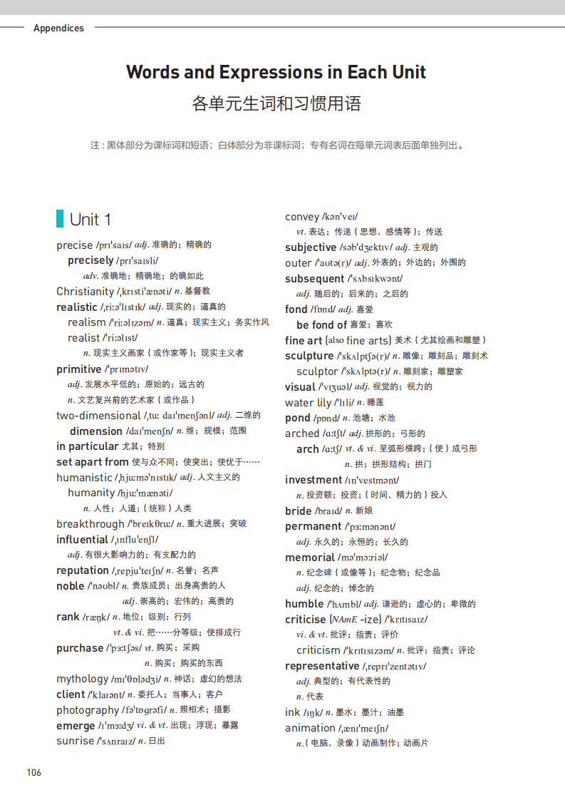 人教版高中英语选择性必修三单词表/词汇表