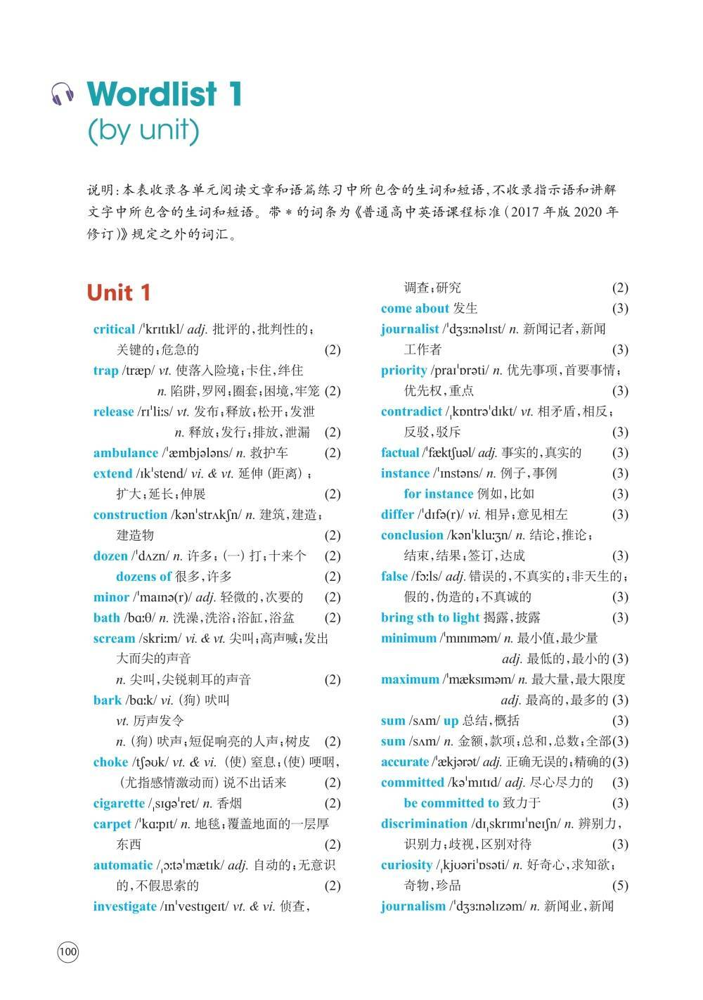 译林版高中英语选择性必修二单词表、词汇表