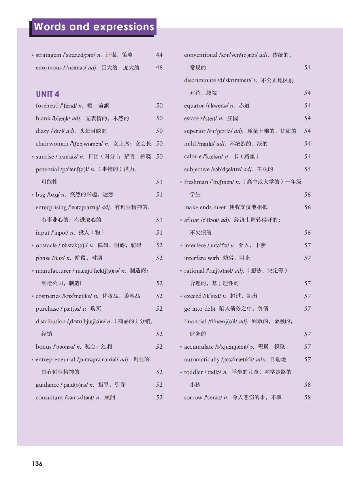 外研版高中英语选择性必修四单词表/词汇表
